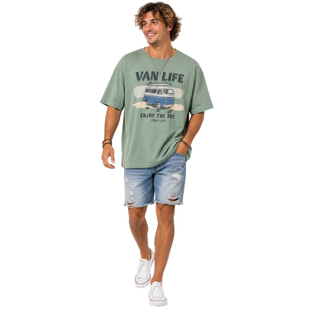 Easy Wear Men's Van Life Graphic Retro Camper Oversize Casual T Shirt Sz 2XL NWT